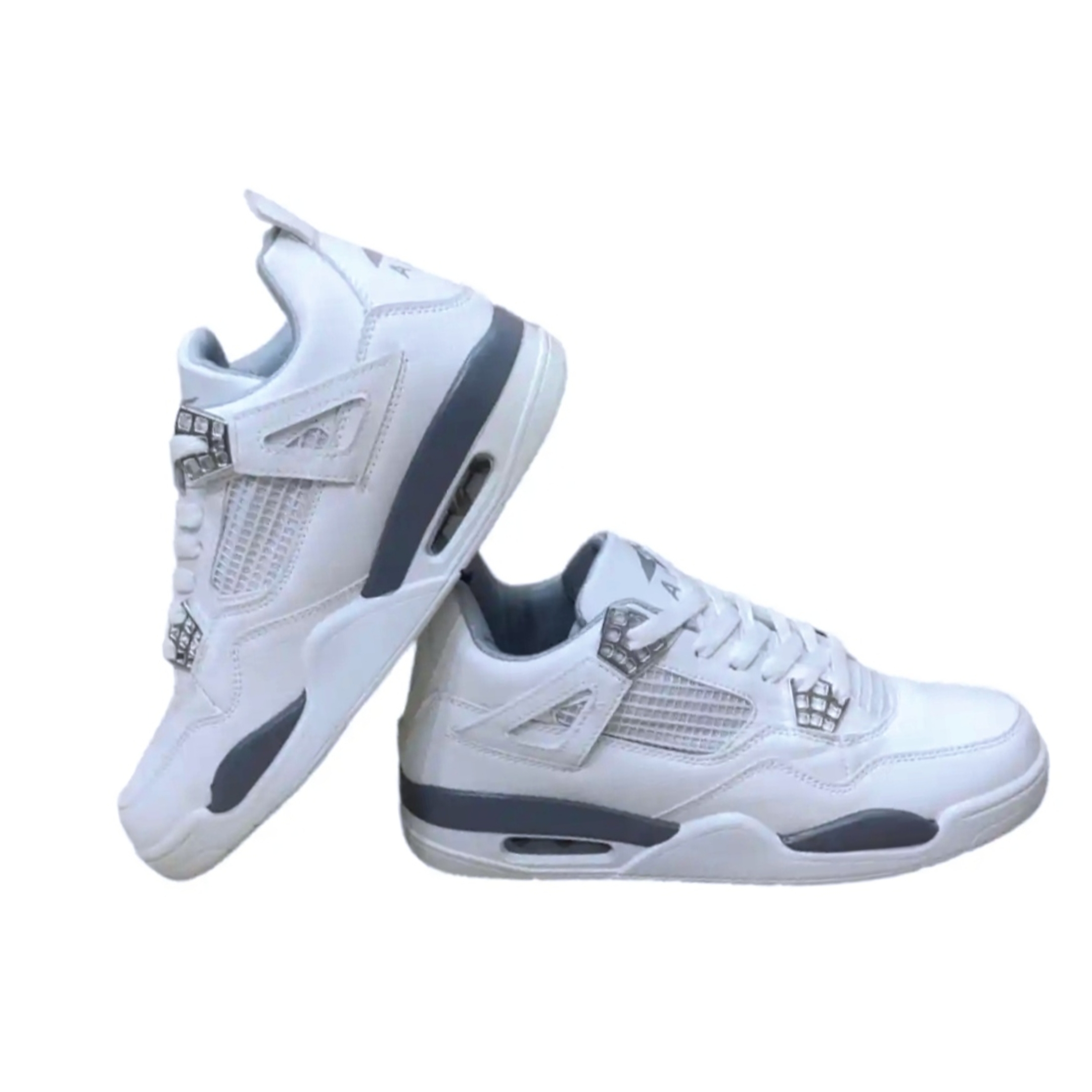 pixelcut-export-1767105715182 Air Jordan 4 Retro White Stylish Sneakers Shoes For Men - Image 1